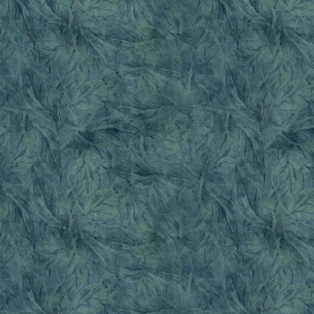 Teal Feather Texture Garden Gate Roosters by Susan Winget for WP Fabric - 1/2 YD
